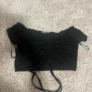 Black crop top short sleeve